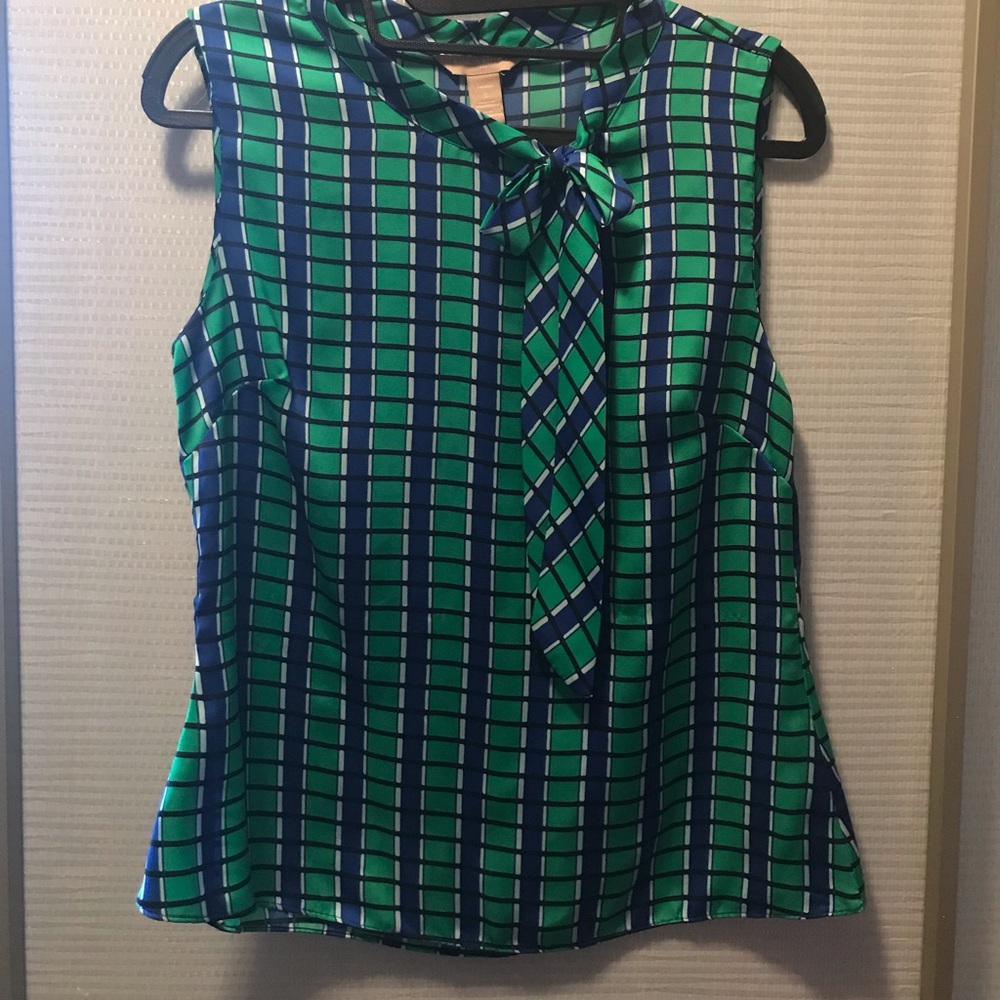 Banana republic green and royal blue blouse